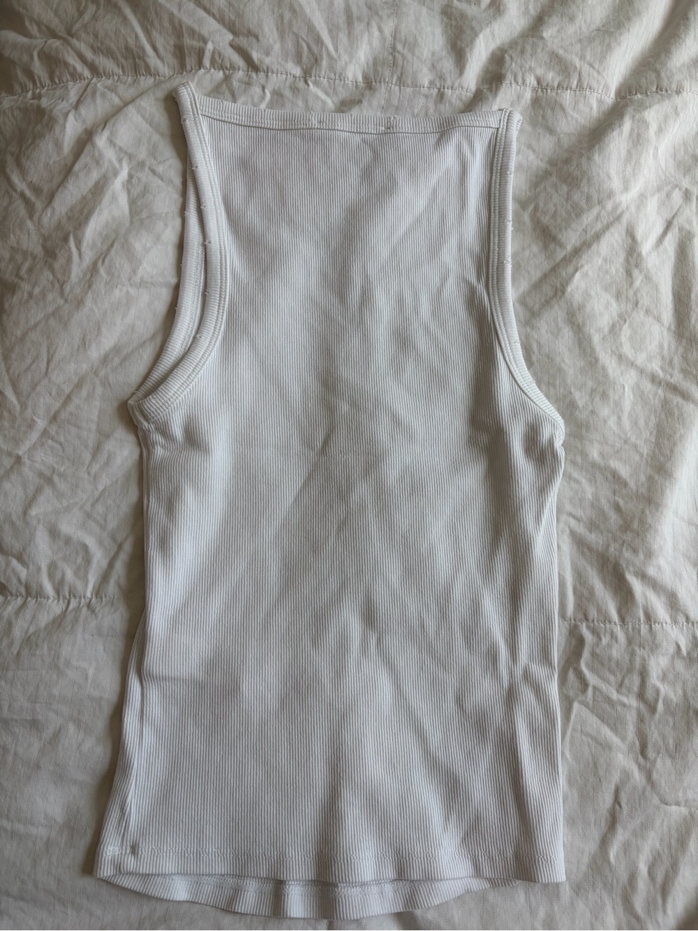 Zara White Ribbed Square-Neck Tank Top SIZE S - Picture 2 of 3